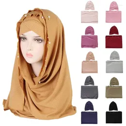 Halsdukar 2st/sätter huvudduk muslimska arabiska hår huvudbonader kvinnor underkörna mössor motorhuv hatt hijab headwrap sjalar turban amira mössa