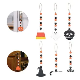 Decorazione per feste Ciondolo di Halloween Decorazioni per la casa creative Colorf Ornamenti di perline di legno 10 stili Drop Delivery Garden Festive Sup Dhihl