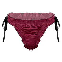 Underpants Men Bielizna seksowna bielizna niska ruffles krótkie majtki nocne oddychające koronkowe plisowane plisowane wykończenie