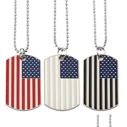 Party Favor mode roestvrij staal militair tag trendy usa symbool Amerikaanse vlag hangers kettingen decoratie ketting creatief gif dhnvg