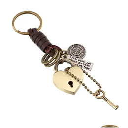 Chaços de chaves de couro vintage key de key de key de key de laia de líder do coração do dia do dia dos namorados do dia dos namorados