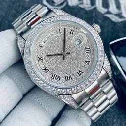 Modische Casual-Business-Uhren, 41 mm, digitales Diamant-Zifferblatt, Edelstahlarmband, luxuriöse Herrenuhr mit automatischem Aufzug, mechanische Armbanduhren