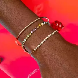 Bangle 2022 novo design chegou arco-íris colorido pastel 3mm zircônia cúbica cz pulseira de tênis para mulheres menina top qualidade moda jóias