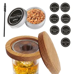 10pcsset Cocktail Whiskey Smoker Kit with 8 Different Flavor Fruit Natural Wood Shavings for Drinks Kitchen Bar Accessories Tools