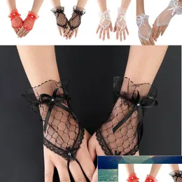 Fingerlose Handschuhe Spitze Weiß Beautif Durchsichtige Schleife Braut Party 1 Paar Einfarbig Kurz Vintage Weich Fabrikpreis Ex Dhgarden Dhbyu