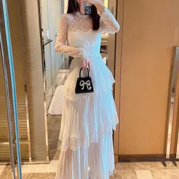 Casual Dresses S-Ef-Portrait Chiffon Lace Mini Dress V Neck A-Line Dress for Women White