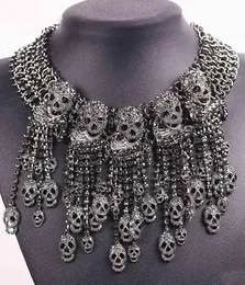 목걸이 Yayi Jewelry Fashion 개인화 된 큰 드릴 골드 실버 블랙 컬러 체인 파티 모든 성도의 날 두개골 목걸이