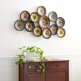 DecMode Multi Colored Metal Plate Wall Decor with Spanish Designs