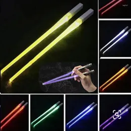 Chopsticks Unique LED Luminous Glowing Light Up Chop Sticks Reusable -Grade Safe ABS Tableware For Party Fun Gift