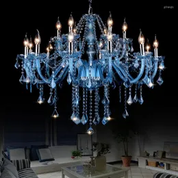 Chandeliers K9 Crystal Chandelier Lighting Lamps Lustres Lampadari Living Room Bar Cafe Deco Para Quarto Glass Blue