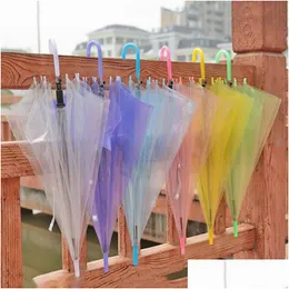 Umbrellas Long Handle Manual Transparent Candy Color Environmental Protection Outdoor Mushroom Umbrella Mixed Colors Gift Supplies D Dhvcs