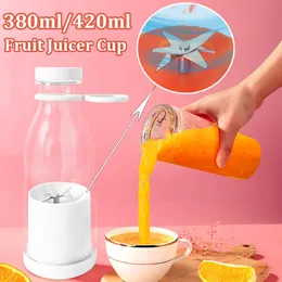 Meyve Sebze Araçları 380420ml Elektrik Süner Kupası Mini Mikserler Şişe USB Şarj Edilebilir Milkshake Buz Ezmek Taze Meyve Suyu Blender 230522