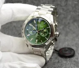 43 mm heren quartz chronograaf horloge zwart blauw keramiek lederen stopwatch roestvrij staal lichtgevende saffier