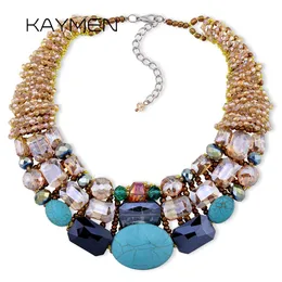 Necklaces KAYMEN Bohemian NEW choker Necklace Women's Strand Multilayer Crystal bib Statement necklace NK01290
