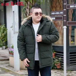 Männer Unten Mode Hohe Qualität Super Große Männer Casual Warme Dicke Pelz Kragen Mit Kapuze Lose Jacke Mantel Plus größe XL11XL12XL13XL