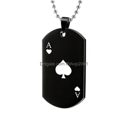 Pendant Necklaces Creative Playing Card Necklace Stainless Steel Military Brand Fashion Accessories Drop Delivery Jewelry Pendants Dhqwi