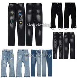 Męskie projektant dżinsów galerie dżinsy dżinsy w trudnej sytuacji szczupłe spodnie podarte motocyklowe motocykl dżins dla mężczyzn kobiety moda luksusowe dżinsowe spodnie patchworkowe
