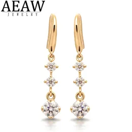 Stud AEAW 14K Ouro Amarelo Corte Redondo 0.7ctw Corte Redondo Moissanite Anéis para Mulheres Noivado Casamento Noiva Festa Presente Jóias Finas Novo