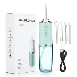 Orale irrigator Portable Dental Water Flosser USB Oplaadbare waterstraal Floss Tooth Pick 4 Jet Tip 220 ml 3 Modi Groothandel