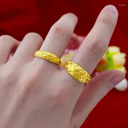 Rings de cluster Golden Solid 999 Gold para homens nunca desapareceu do aniversário de luxo de luxo Presentes redimensíveis