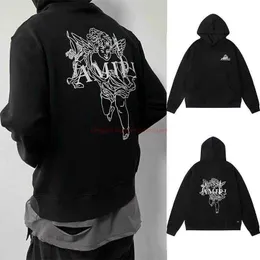 Дизайнерская Одежда Мужские Толстовки Amires Am Hoodies Amies High Street Angel Cupid Steel Fork Foaming Print Lane Crawford Hoodie Mens Hoodie Fashion Streetwear Lux