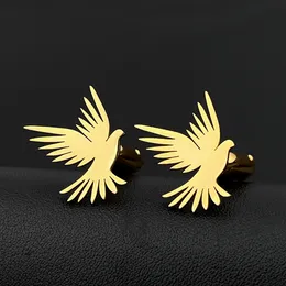 Dove of Peace Cufflinks For Mens Stainless Steel Animal Jewelry Hollow Pigeon Pattern Twins Blazer Cufflinks Wedding Dad Gifts