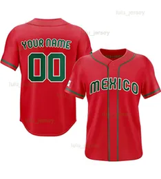 Jersey de beisebol personalizada 2023 camisas clássicas mundiais Número personalizado Número Red Softball Uniforms For Men Mulheres Juventude