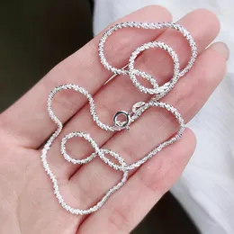 Chains Authentic S925 Sterling Silver Necklace 2mm Sparkling Collarbone Sweater Chain High Charm Jewelry Gift Women