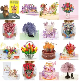 Greeting Cards Pop Up Cherry Blossoms 12 Inch Life Sized Flower Bouquet 3D Popup With Note Card And Envelope Drop Delivery Am26X