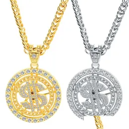 Anhänger Halsketten Kreative Dollar Halskette Personalisierte Diamant Besetzt Rotierende Metall Hip Hop Schmuck Zubehör Drop Lieferung Pend Dhzdb
