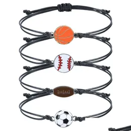 Andra armband vaxrep flätad kreativ basket baseball fotbollssportarmband modetillbehör släppleverans smycken Dh67d
