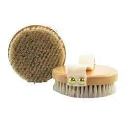 Bath Brushes Sponges Scrubbers Natural Horsehair Brush Exfoliating Without Handle Body Mas Bathroom Wooden Cleaning Brushes Drop Dhzx4