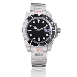AAA MENS 시계 패션 디자이너 시계 검은 다이얼 40mm 기계 발광 사파이어 유리 비즈니스 스타일 풀 스테인레스 스틸 방수 세라믹 DHGATE 시계