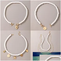 Colares pendentes Toconna Luxury Pearl Stone Shell Colar para mulheres Chain de jóias da Chain de Carda de Jóia de Carda de Carda de Cara