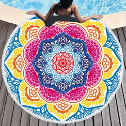 Nuovo 150 cm Chakra Asciugamano da spiaggia Nappa Toalla Mandala Arazzo Sunblock Rotondo Cover-Up Telo da bagno Lotus Bohemian Yoga Mat Coperta