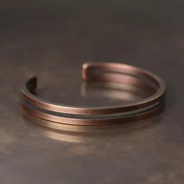 Bangle Pure Copper Handcrafted Metal Bracelet Rustic Vingtage Punk Unisex Cuff Bangle Carved Handmade Manmade Jewelry Men Women Gift