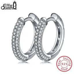 Huggie Effie Queen Fashion 925 Sterling Silver Women Hoop Earrings Luxury Row Cubic Zirconia S925 Stamped Jewelry For Girl Gift BE19