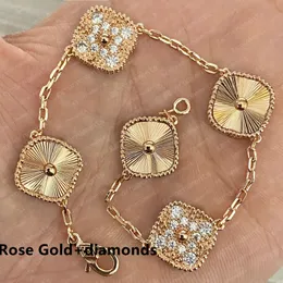 2023 Luxurys Brand Designer Van Clover Bracelet 18K Gold Love Bangle Pendant Crystal Diamond Party Jewelry lucky 5 flowers Bracelet for lover Party cleef Fritillary