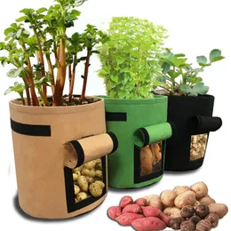 재배자 냄비 토마토 감자가 가방을 손잡이 꽃 채소 식물성 가방 홈 정원 심기 액세서리 재배 상자 버킷 po