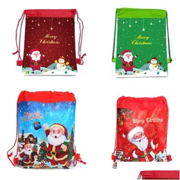 Подарочная упаковка Рождество Dstring Bags Cartoon Kids Candy Storage Bag Backpack Proday Package Drop Delive Home Garden Festive Dhpun