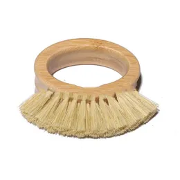 Spazzole per la pulizia Spazzola con manico in legno Anello ovale creativo Spazzole per piatti in sisal Bambù naturale Forniture per la cucina domestica Drop Deli Dhkyz