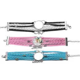 Charm Bracelets Fashion Heat Transfer Leather Rope Bracelet Creative Love Sublimation Blank Woven Diy Gift Drop Delivery Jewelry Dhfyc