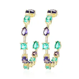 Huggie Colorful Cubic Zirconia Hoop Earrings for Female Wedding Hawaii Party Jewelry XIUMEIYIZU Charm Classic Circle Earrings