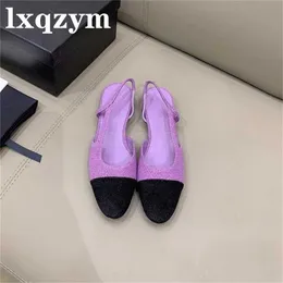 Kadın Slingback Ayakkabı Topukları Moda Lady Klasik El Yapımı Desginer Pompalar Tasarım Lüks Tweed Tasarımcı Ayakkabı Kadın için X230523