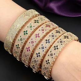 Bangles Zlxgirl Fashion Classic women size full around zircon wedding bangle and bracelet of briday bijoux Dubai Gold Bracelet free ship