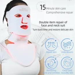 Face Massager Led Silicone Mask with Neck Skin Rejuvenation Pon Treatment SPA Beauty Infrared 630nm 520nm 830nm 850nm 230523