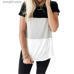 Maternity Tops Tees Women Maternity Breastfeeding Tee Nursing Tops Striped Short Sleeve T-shirt Plus Size S-2XL T230523