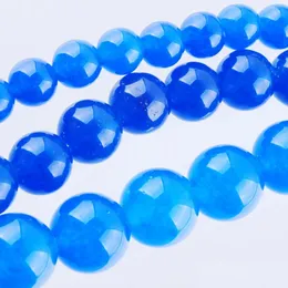 Jade Yowost Natural Blue Loose Beads Stone Round 6Mm 8Mm 10Mm Spacer Strand For Making Bracelets Necklace Jewelry Accessories Bg301 Dh93I