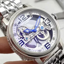2023 AAAAA 남자 시계 Patekes Philippes 자동 기계적 시계 44mm 스켈레톤 다이얼 디자인 모든 강철 솔리드 스트랩 비즈니스 패션 시계 럭셔리 디자인