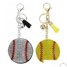 Schlüsselanhänger Lanyards Sport Baseball Schlüsselanhänger Diamant Lage Dekoration Schlüsselanhänger Schlüsselanhänger Modeaccessoires Drop Lieferung Dhztv